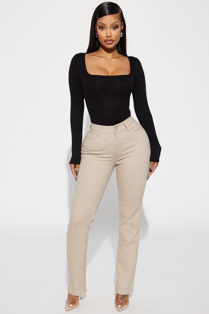 Straight Leg Uniform Pants - Khaki