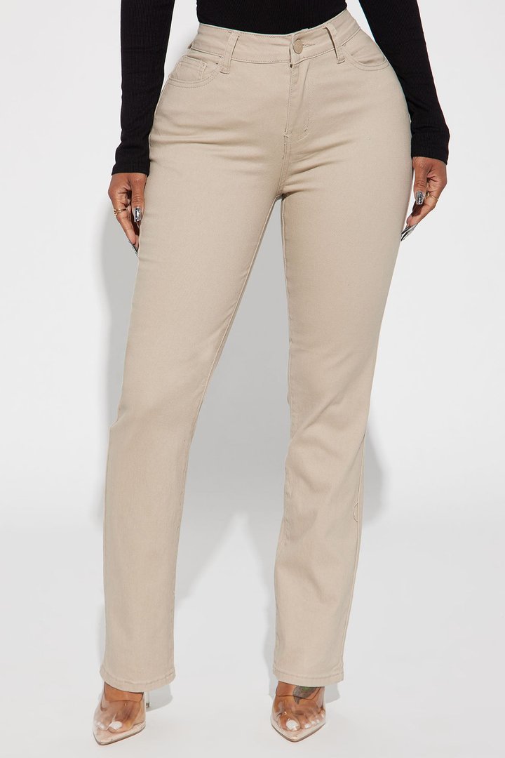 Straight Leg Uniform Pants - Khaki