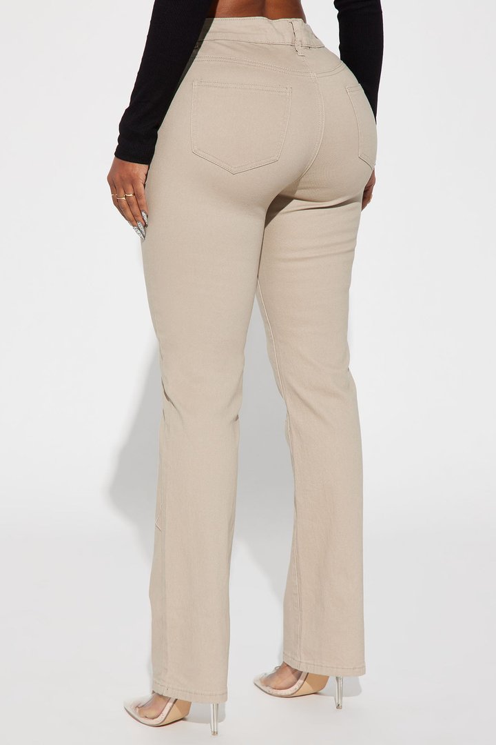 Straight Leg Uniform Pants - Khaki