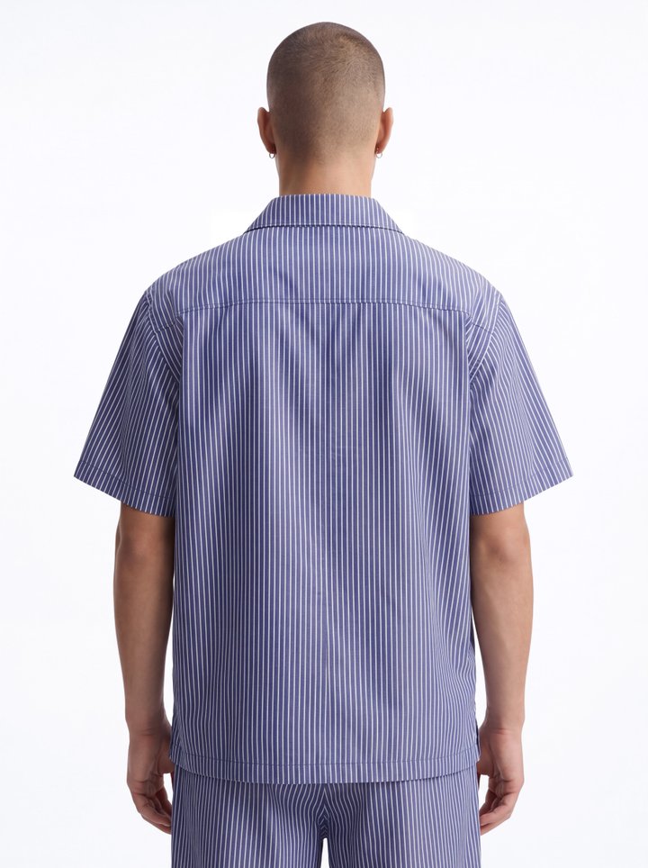 Monaco Relaxed Full Button Shirt - Navy/combo