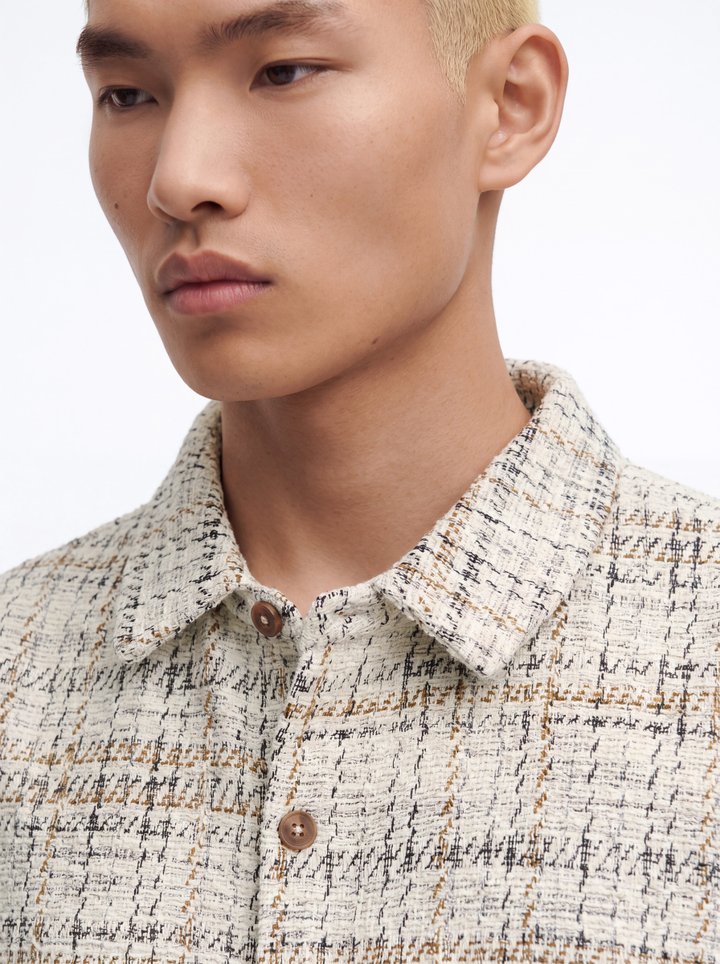 Rodeo Boucle Button Up Shirt - Cream/combo