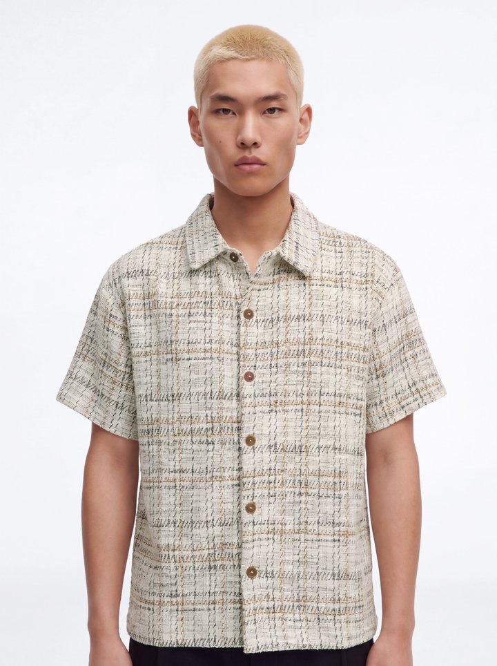 Rodeo Boucle Button Up Shirt - Cream/combo