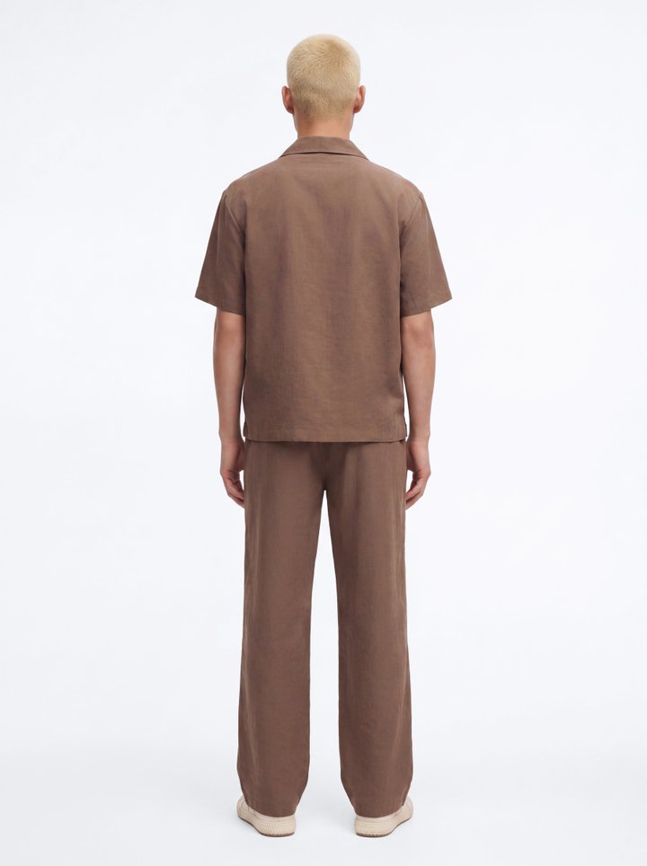 Neo Faux Suede Straight Leg Trouser - Brown