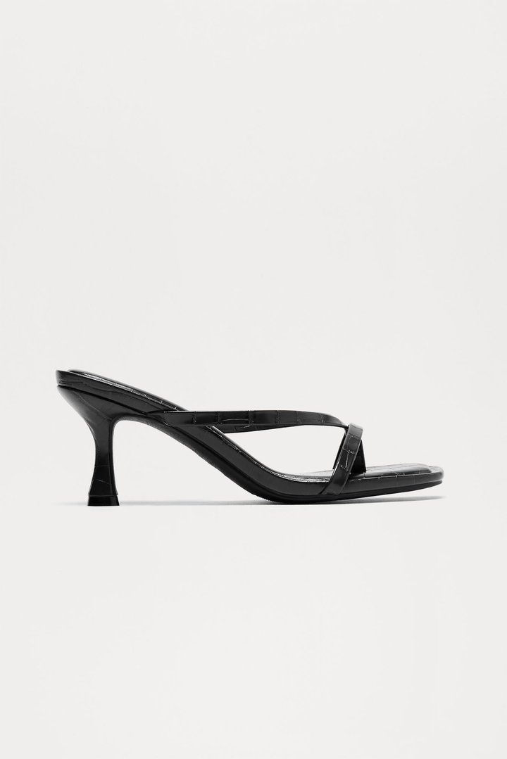 Panama Thong Mules - Black Croc