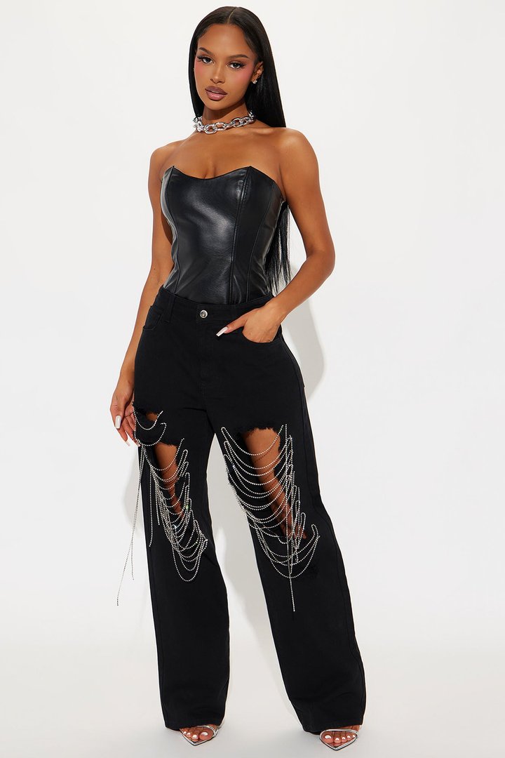 Make Your Life Shine Distressed Pant - Black