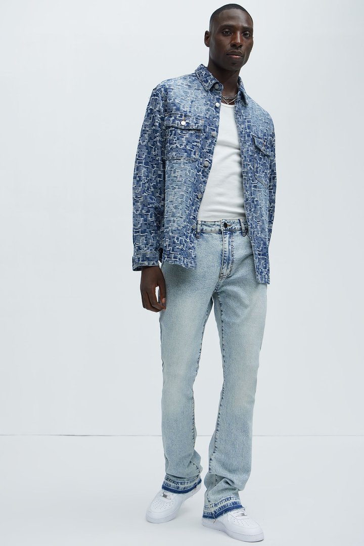 Cornell Stacked Skinny Flare Jeans - Light Wash
