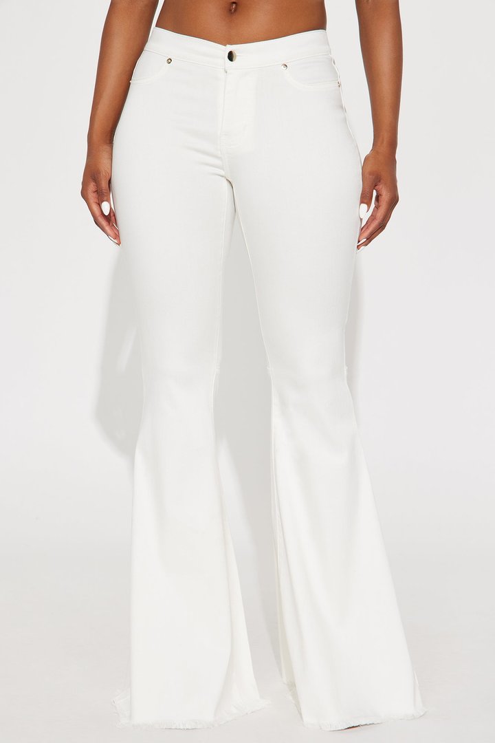 Secret Revealed Low Rise Flare Jeans - Cream
