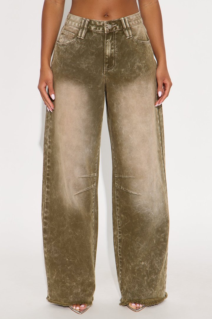 On The Horizon Straight Leg Jeans - Olive