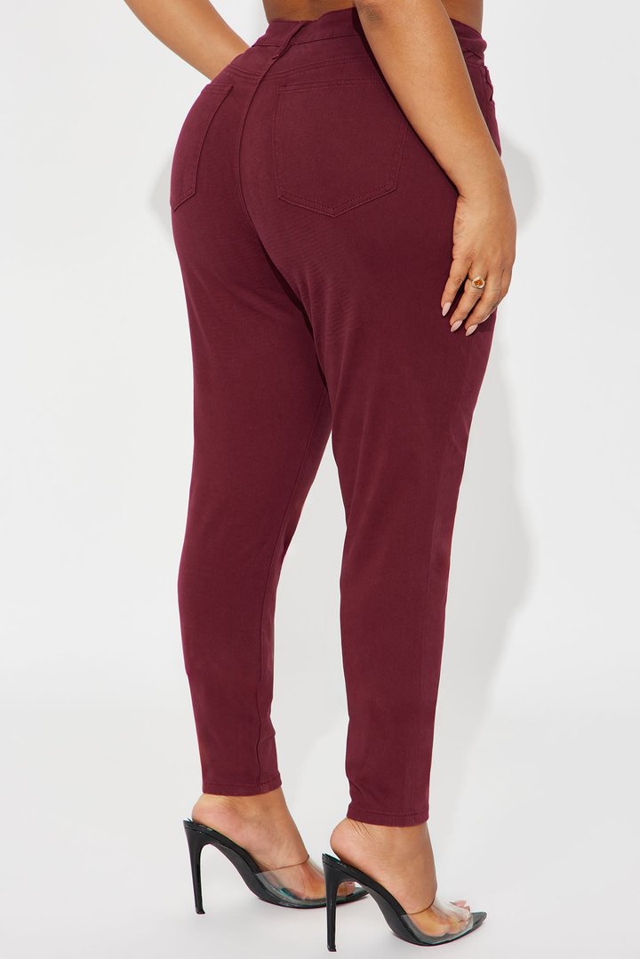 Skinny Uniform Pants - Burgundy