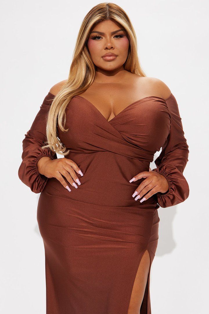 Denise Off Shoulder Maxi Dress - Chocolate