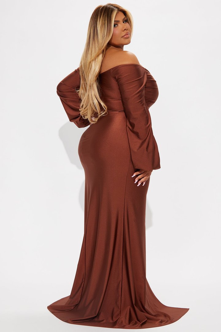 Denise Off Shoulder Maxi Dress - Chocolate