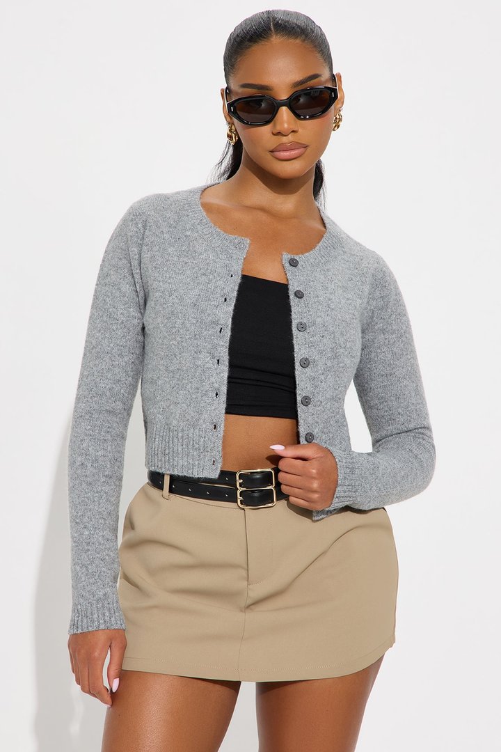 Sweet Sensation Cropped Cardigan - Grey