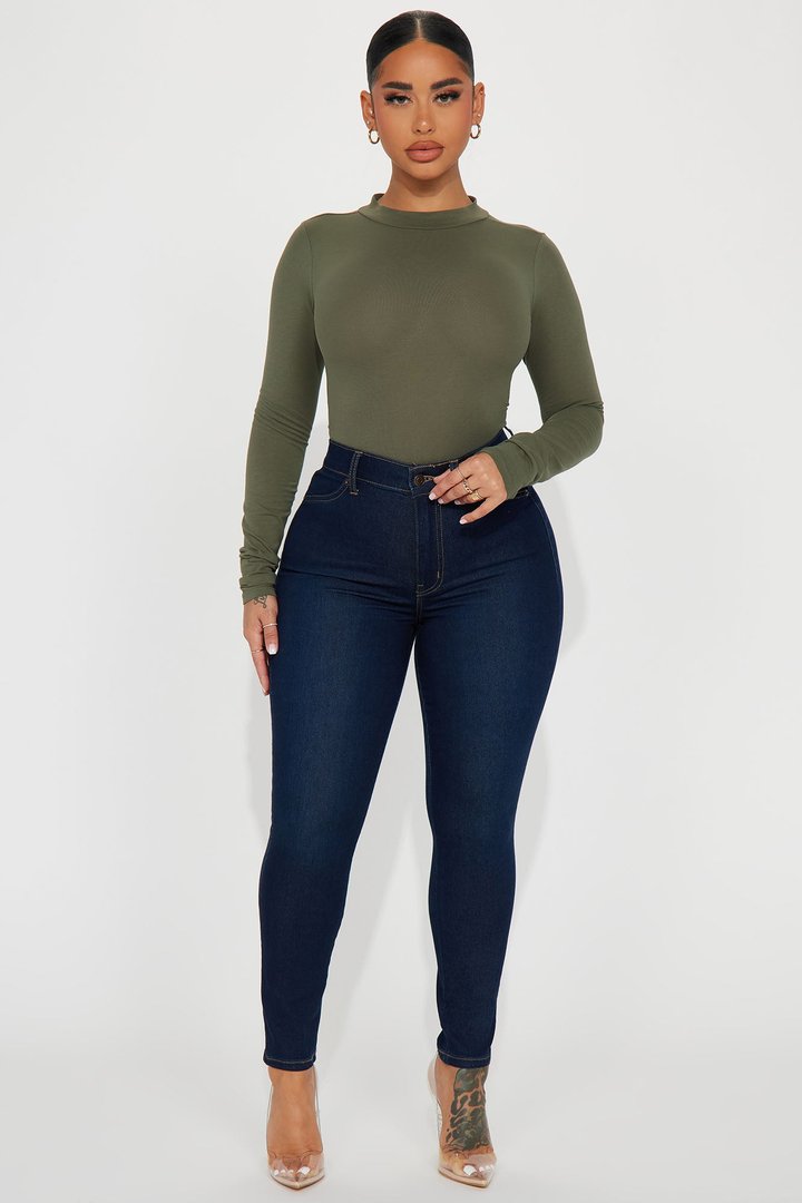 Melanie Mock Neck Bodysuit - Olive
