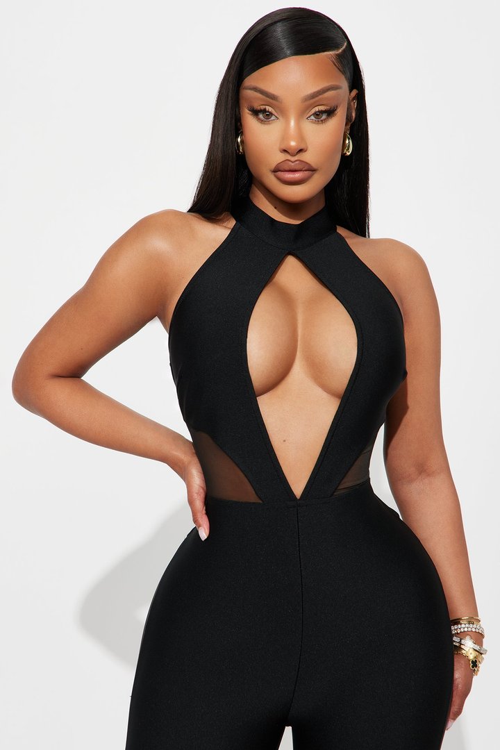 All Yours Bandage Backless Jumpsuit - Black