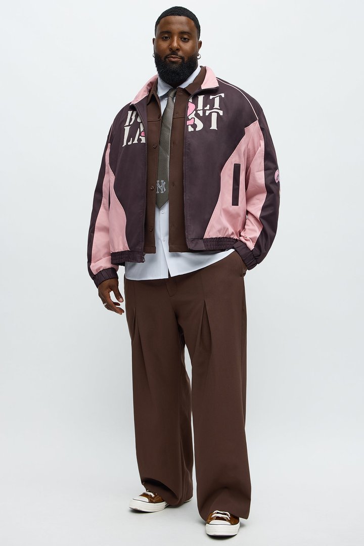 Block Hustle Piped Windbreaker - Brown/combo