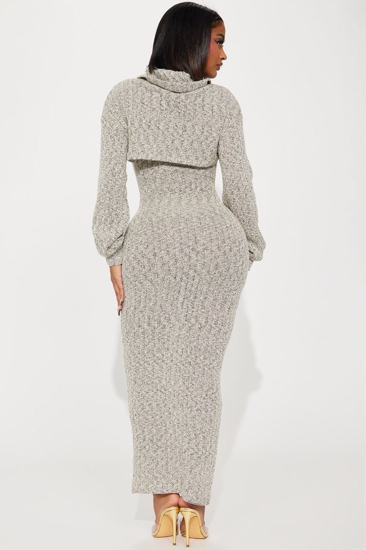 Laurie Sweater Maxi Dress Set - Heather Grey
