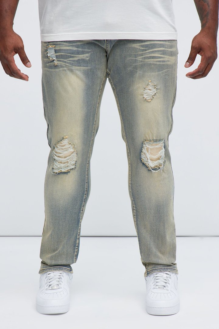 Get With Me Ripped Stacked Skinny Jeans - Vintage Wash