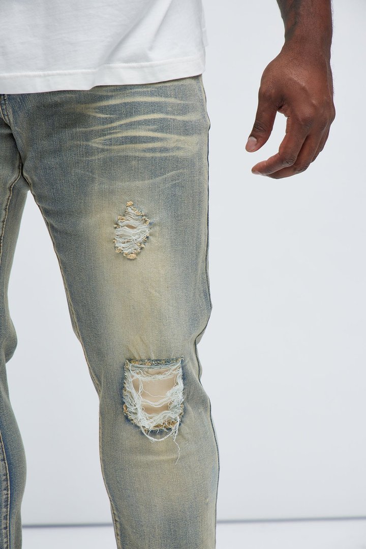 Get With Me Ripped Stacked Skinny Jeans - Vintage Wash