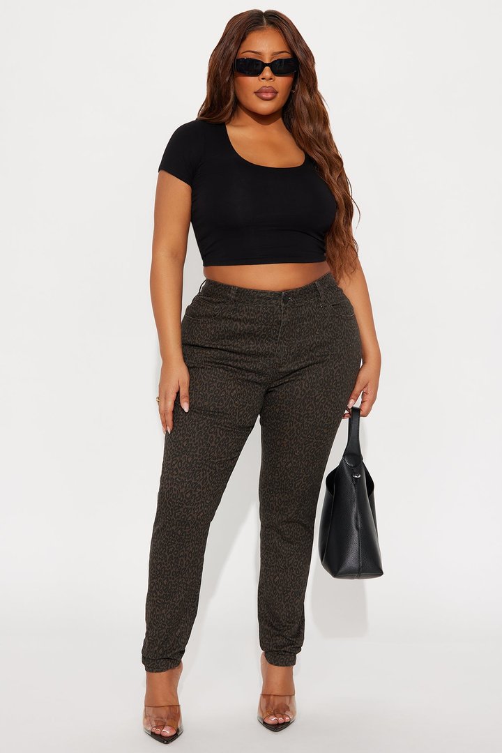 Skinny Uniform Leopard Pants - Chocolate/Combo