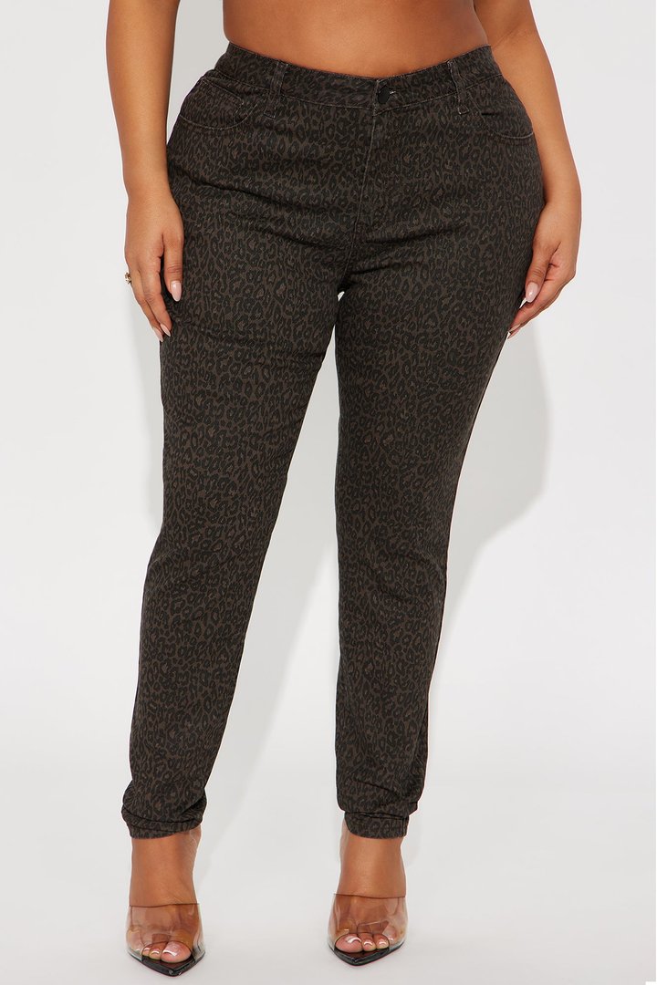 Skinny Uniform Leopard Pants - Chocolate/Combo