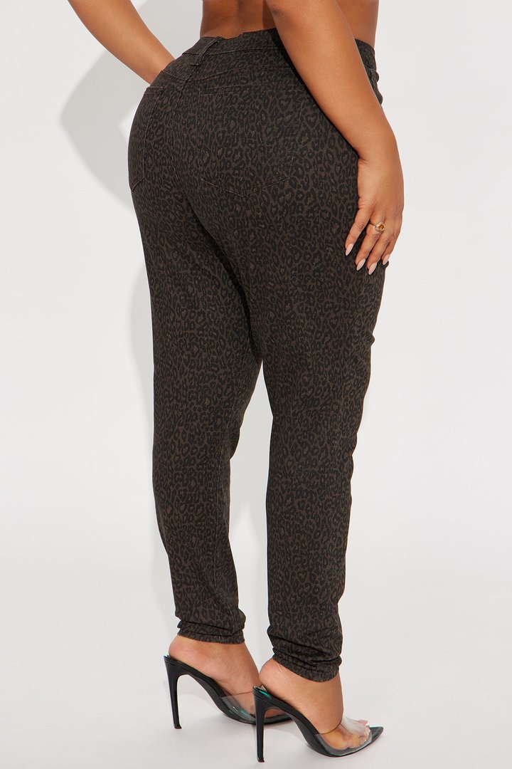 Skinny Uniform Leopard Pants - Chocolate/Combo