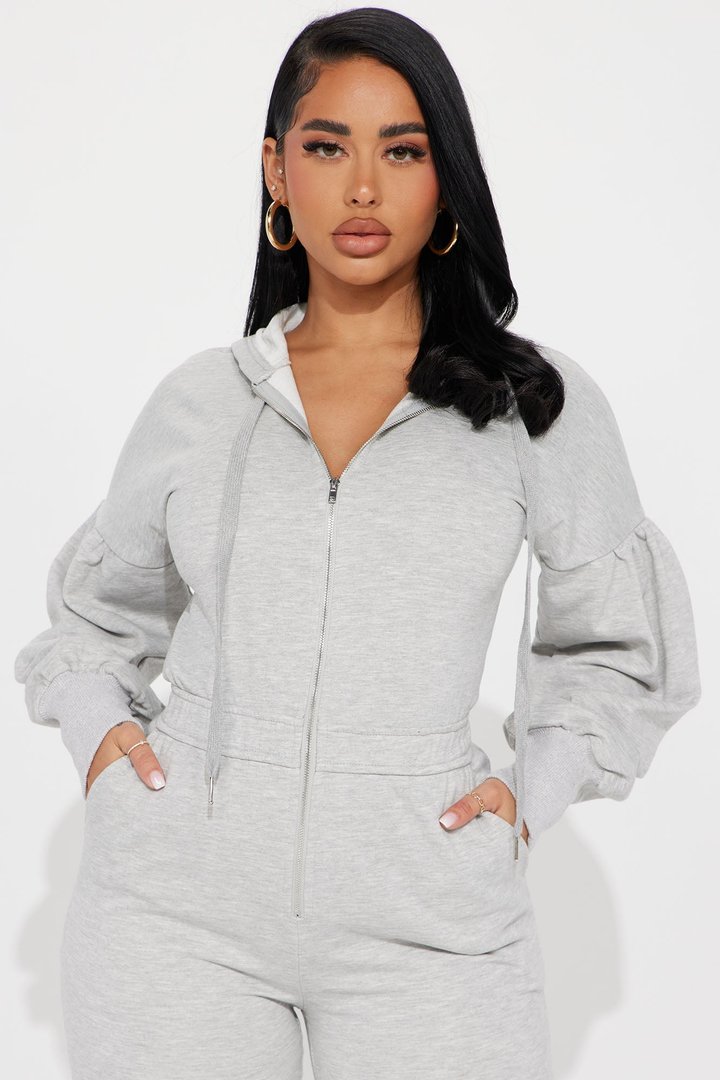 Let Me Know Lounge Jumpsuit - Heathered Grey