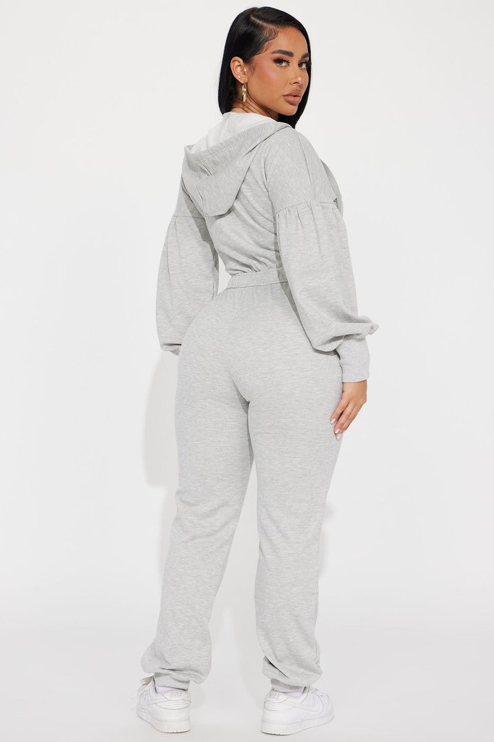 Let Me Know Lounge Jumpsuit - Heathered Grey