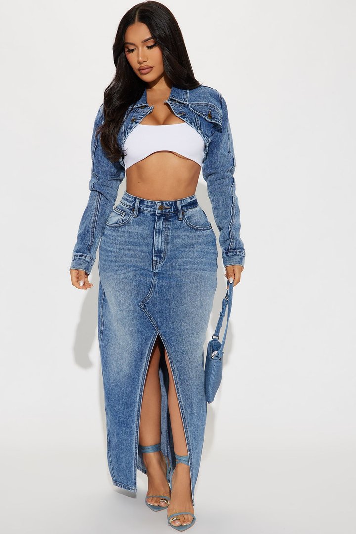 Lone Pine Denim Maxi Skirt - Medium Wash