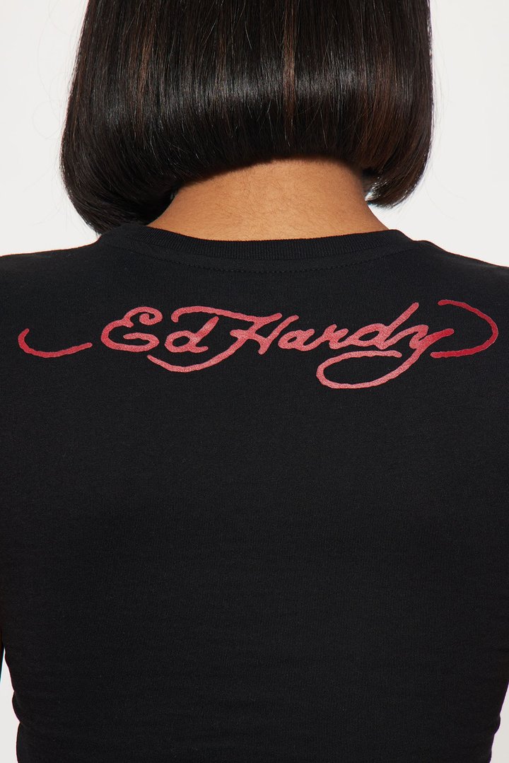 Flaming Skull Ed Hardy Tee - Black
