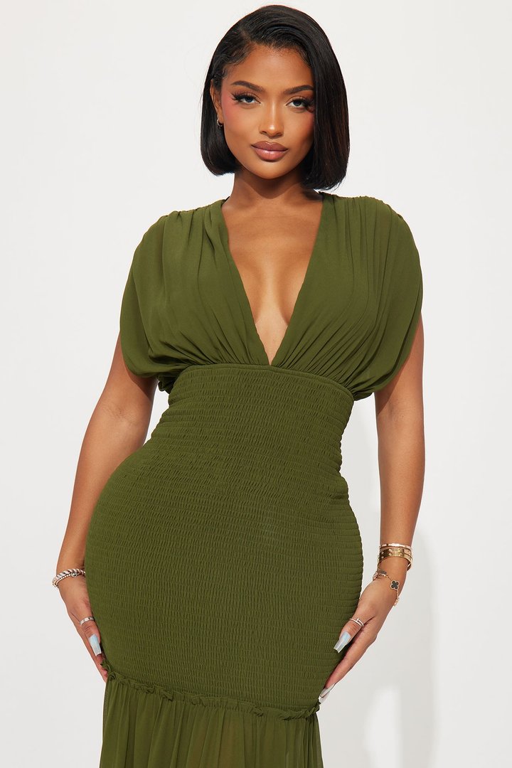 Sienna Chiffon Maxi Dress - Olive