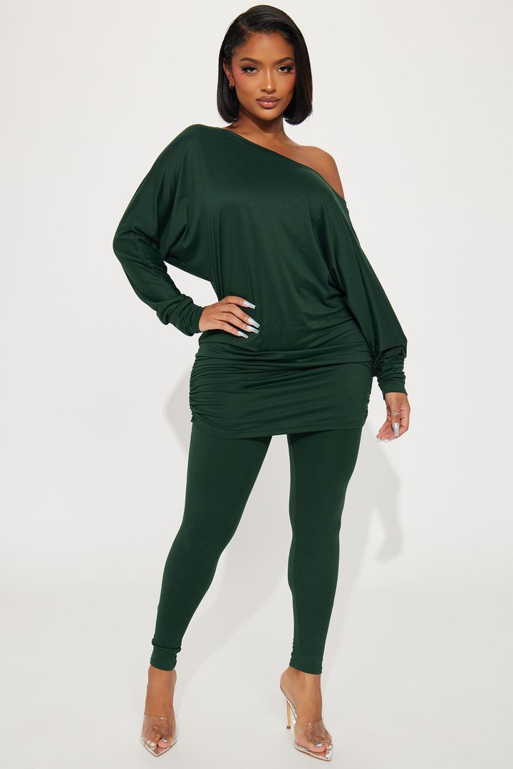 Camila Off Shoulder Legging Set - Hunter