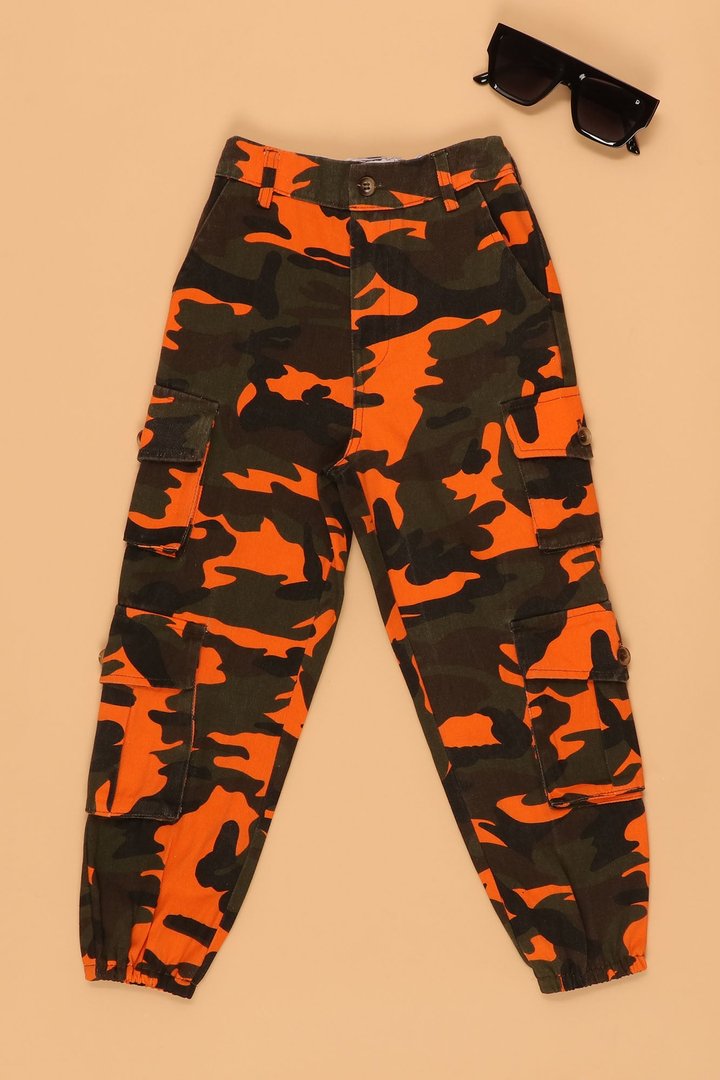 Mini Camo Game Strong Cargo Joggers - Orange/combo