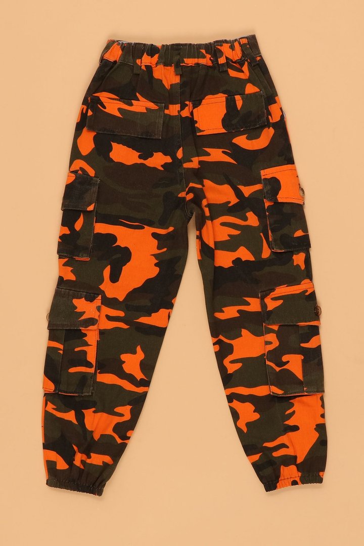 Mini Camo Game Strong Cargo Joggers - Orange/combo