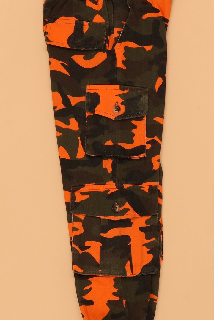 Mini Camo Game Strong Cargo Joggers - Orange/combo