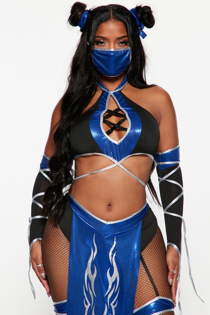 Electric Warrior Ninja 5 Piece Costume Set - Blue/combo