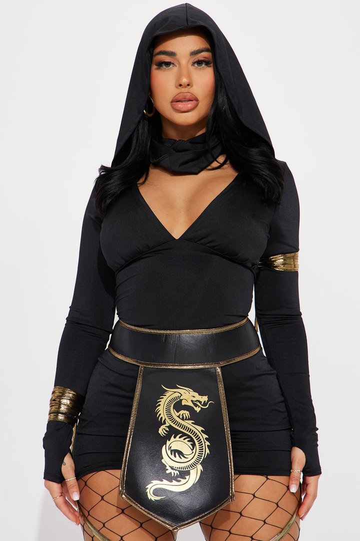 Keep On Slaying Ninja 3 Piece Costume Set - Black/Gold