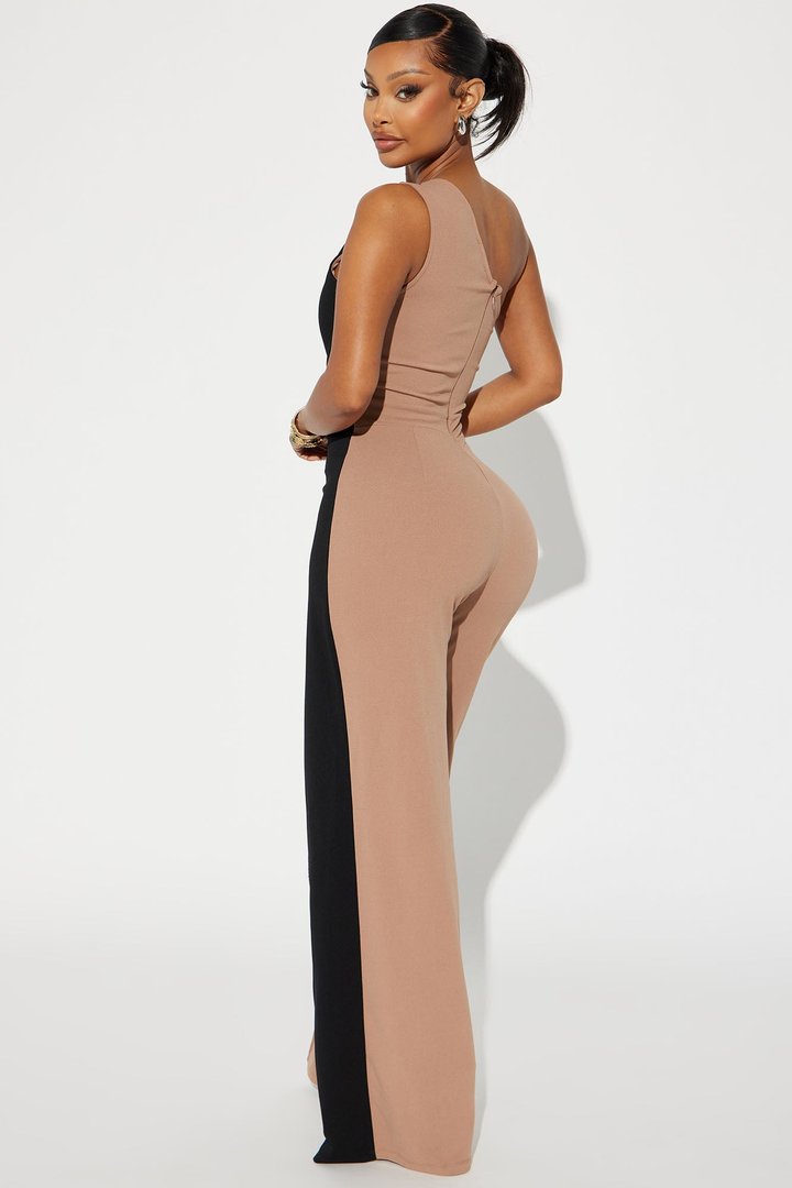 Chase Me Forever Jumpsuit - Mocha/combo