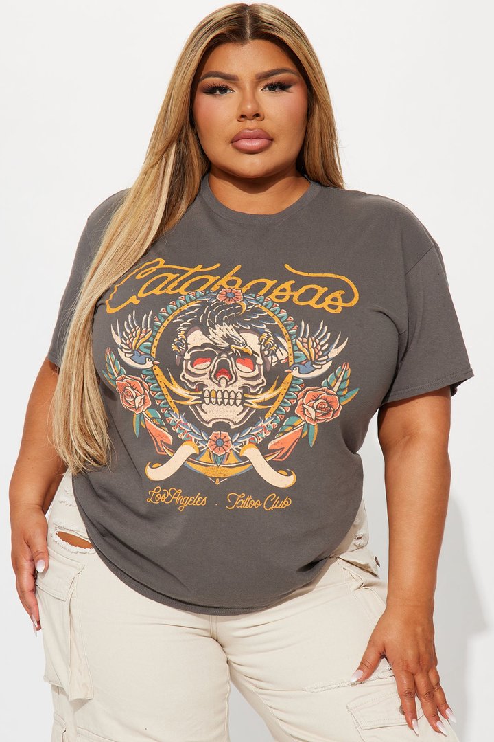 Calabasas Tattoo Club Graphic Tshirt - Charcoal