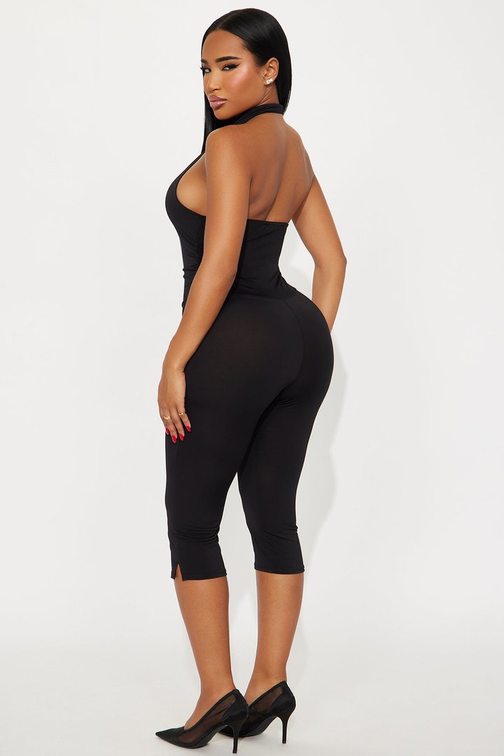 Body Language Halter Capri Jumpsuit - Black