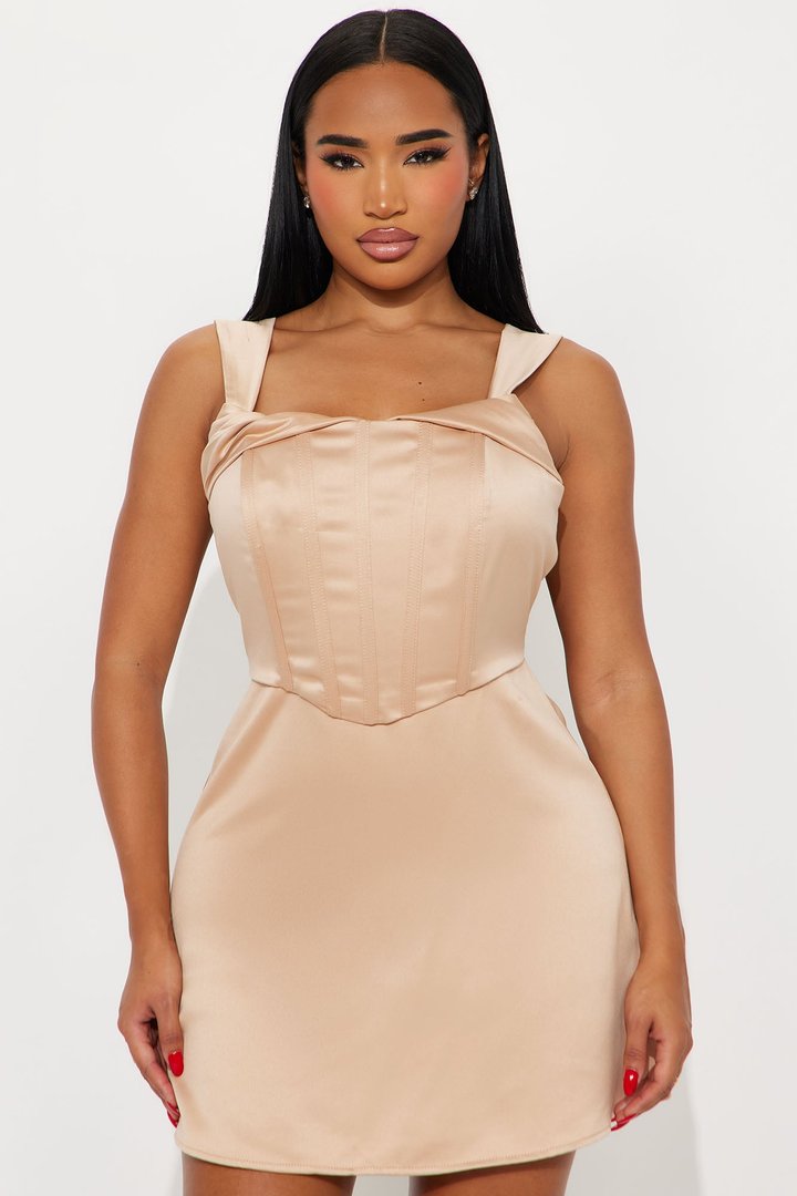 Satin Obsession Corset Mini Dress - Champagne