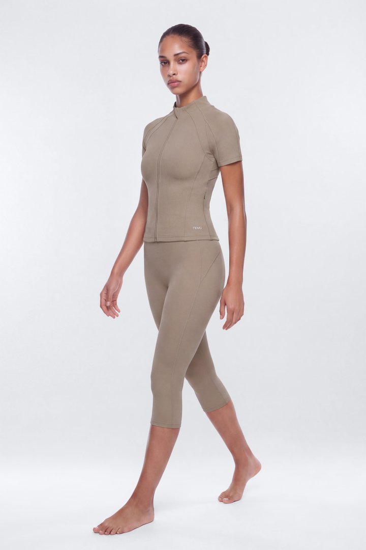 ProStretch™ Short Sleeve Front Zip Sports Jacket - Taupe