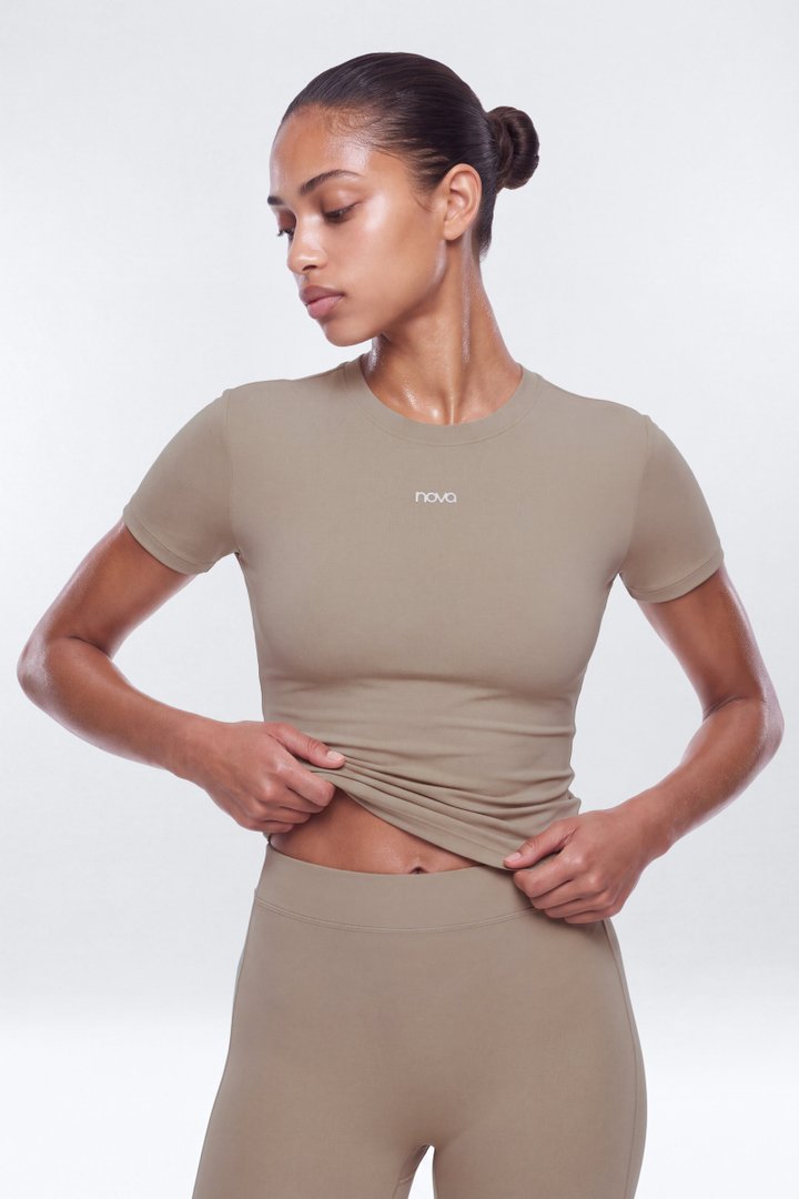 ProStretch™ Short Sleeve Sports Top - Taupe