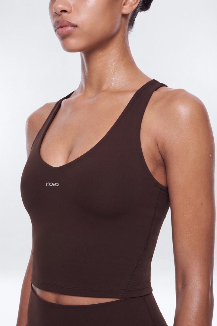 ProStretch™ V Neck Sports Tank - Espresso