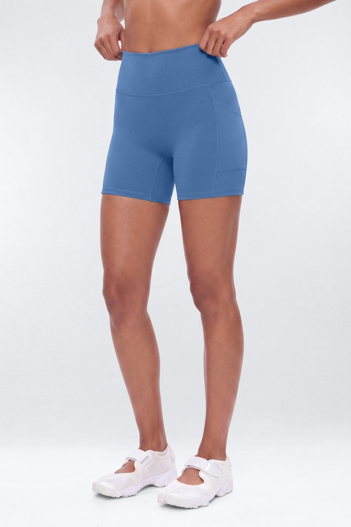 CloudForm™ High Waist 5″ Side Pocket Biker Short - Opal Blue