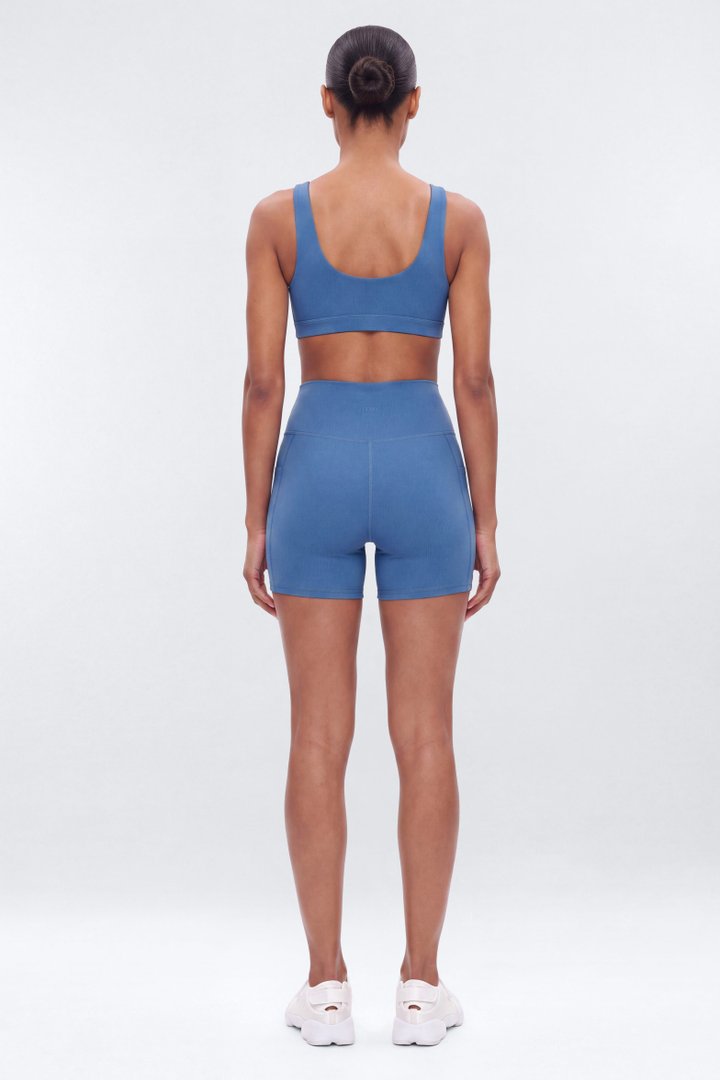 CloudForm™ High Waist 5″ Side Pocket Biker Short - Opal Blue