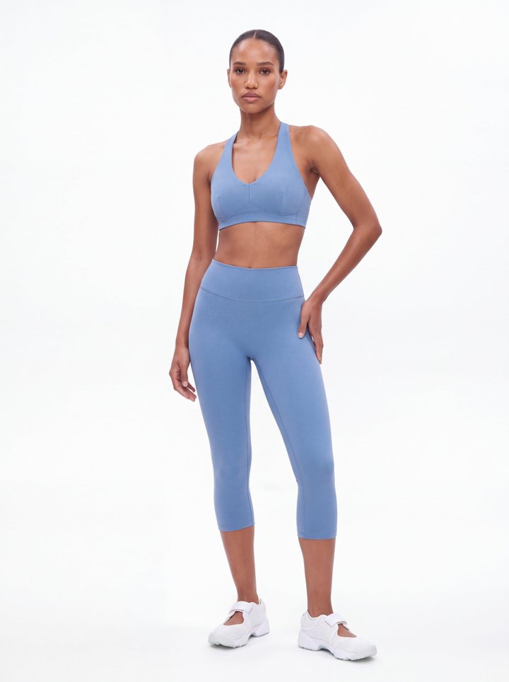 CloudForm™ 18″ Midrise Capri Legging - Opal Blue