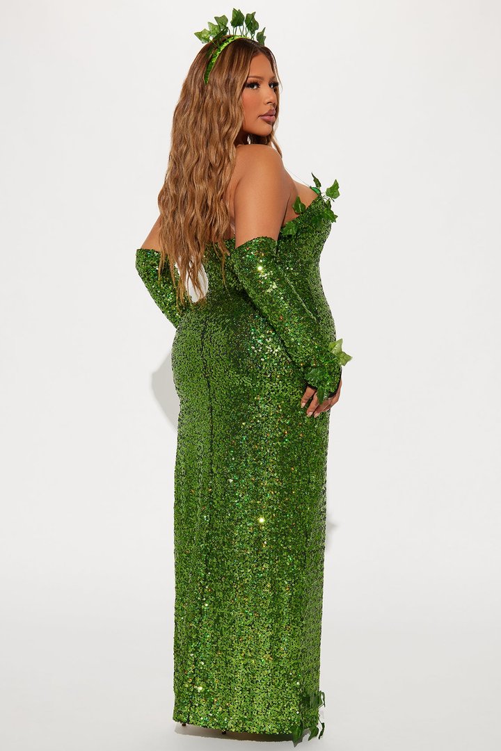 Little Miss Ivy Maxi Dress 3 Piece Costume Set - Green