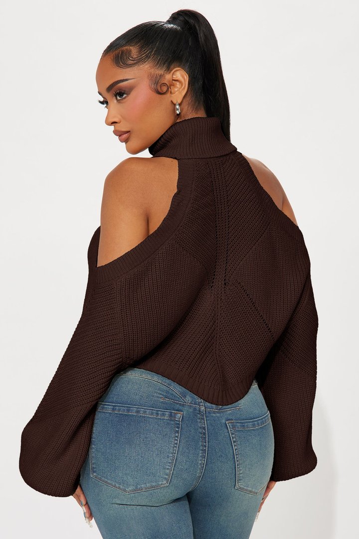 Karasi Cold Shoulder Sweater - Chocolate