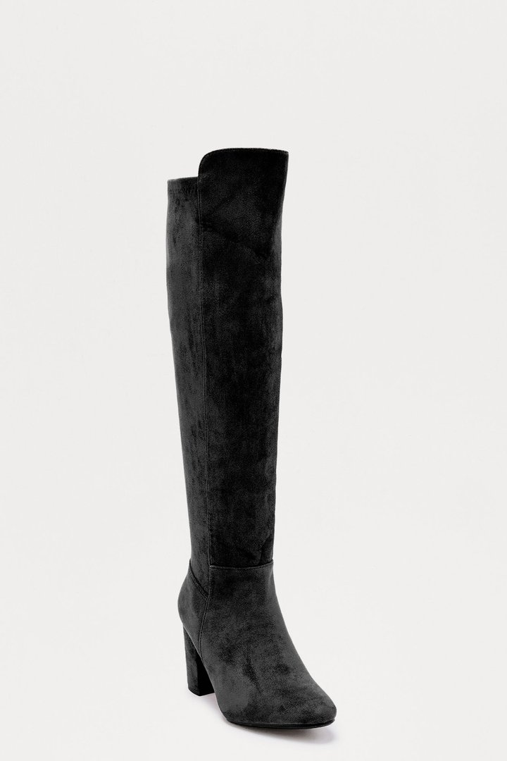 Bridge Faux Suede Boots - Black