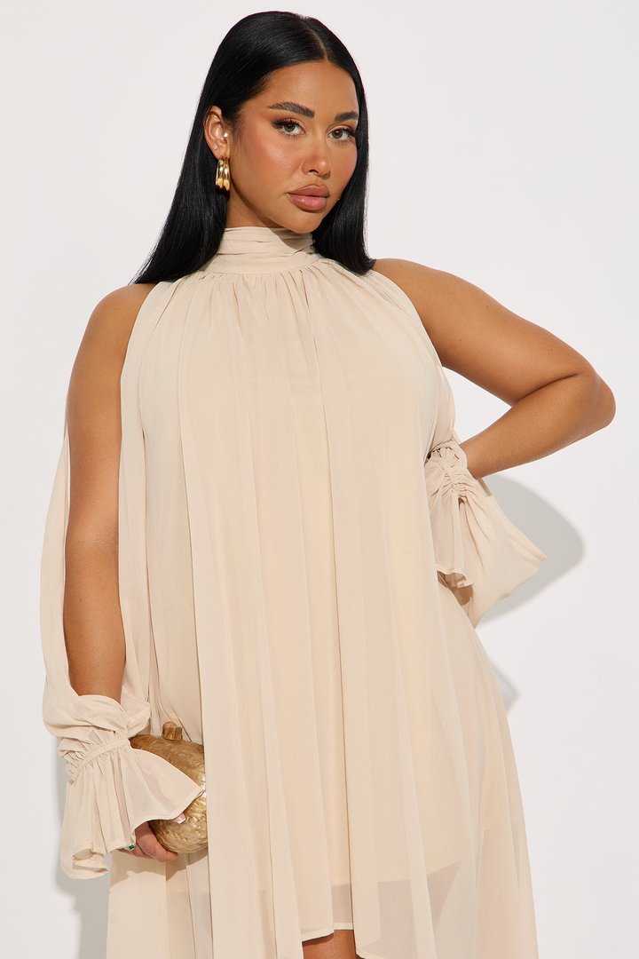 Aryal Long Sleeve Chiffon Maxi Dress - Cream